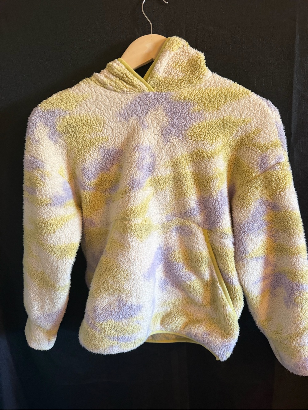 Athleta Girl Plush Tie-Dye Sherpa Pullover Hoodie - Pale Yellow & Lavender